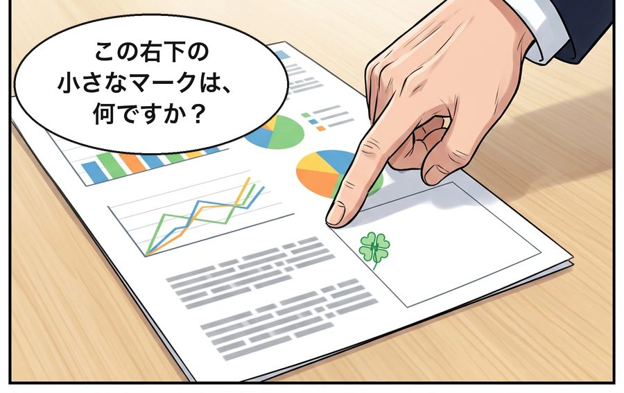 柴田社長「この右下の小さなマークは、何ですか？」